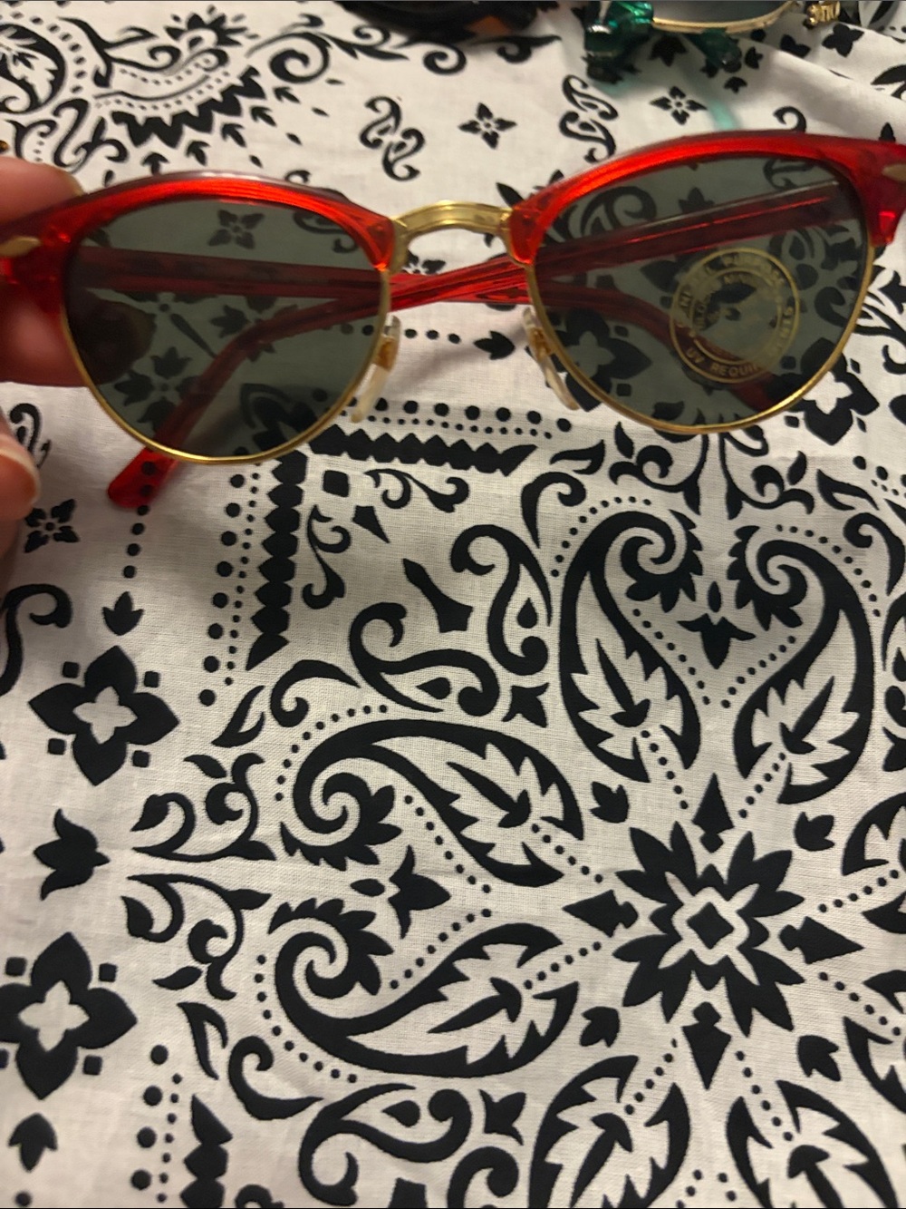 Red Cat-Eye Sunglasses with Gold Trim - Women Accessories